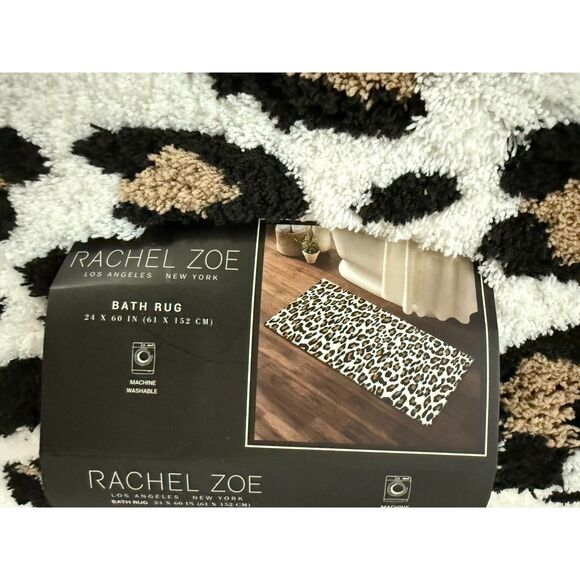 Rachel Zoe Leopard Bath Rug 24x60 Designer Luxury Plush Mat Animal Print - Picture 2 of 5